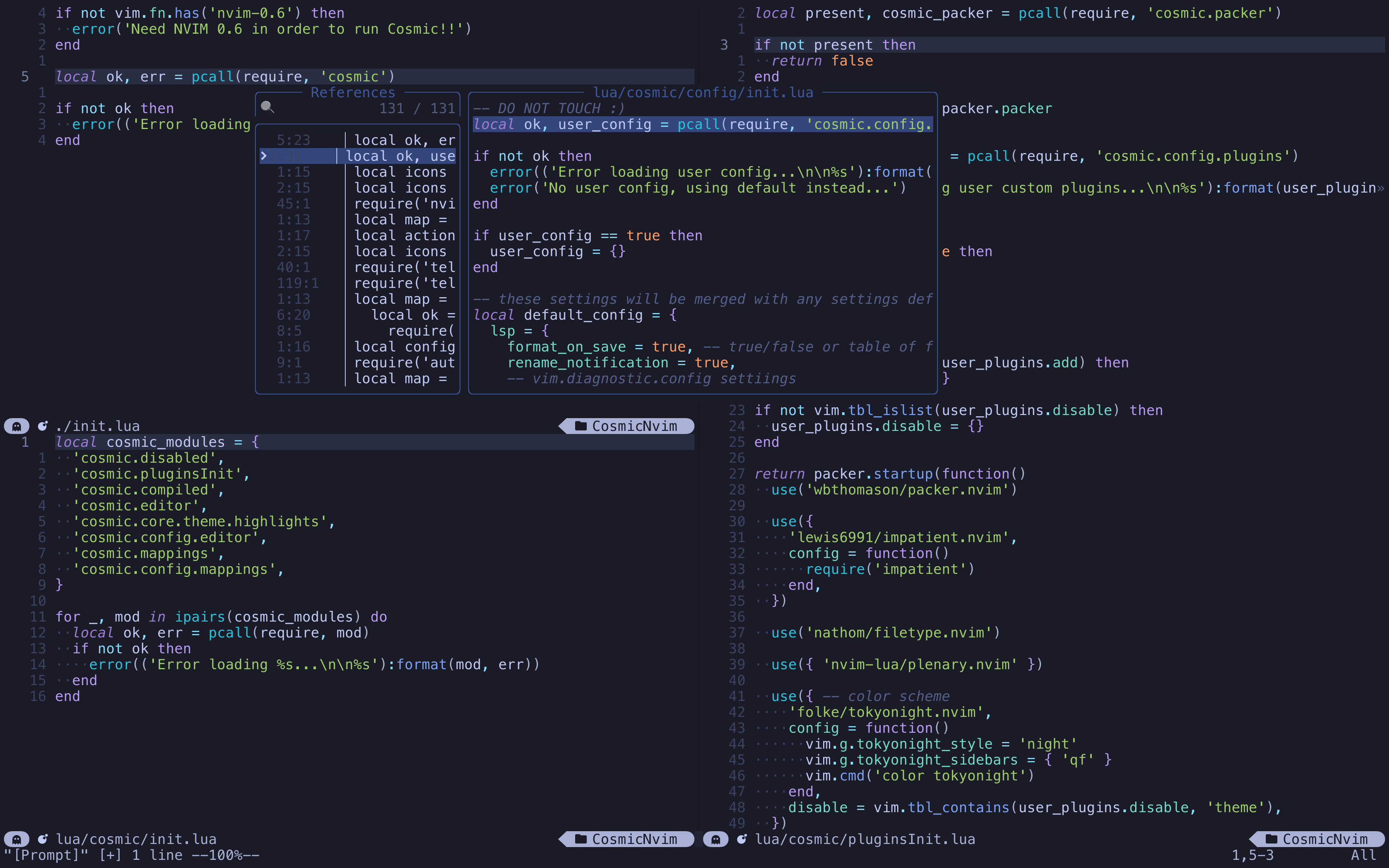 Reference search results for symbols in the current workspace.